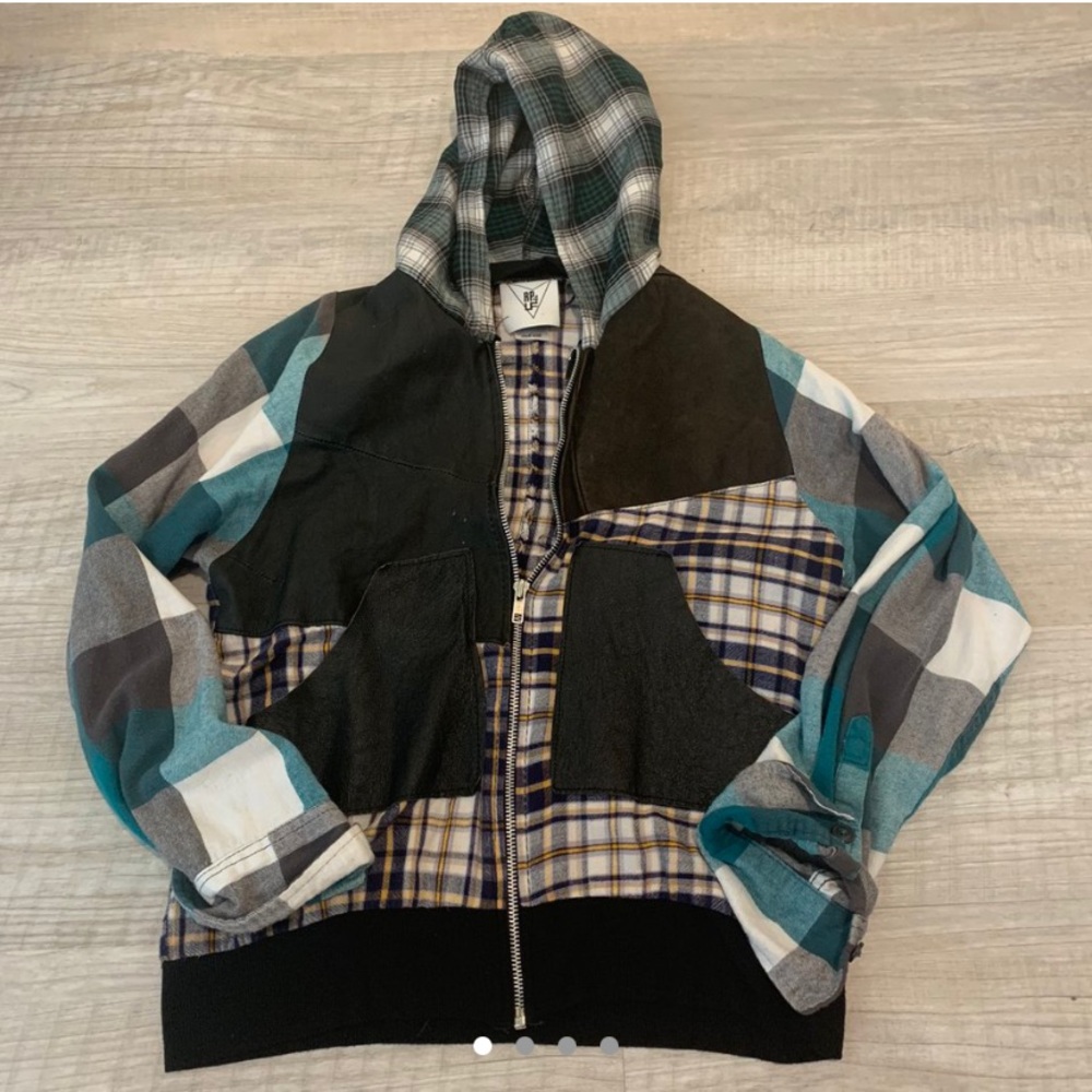 AMAZING LF PLAID AND LEATHER LIGHT WEIGHT HOODIE